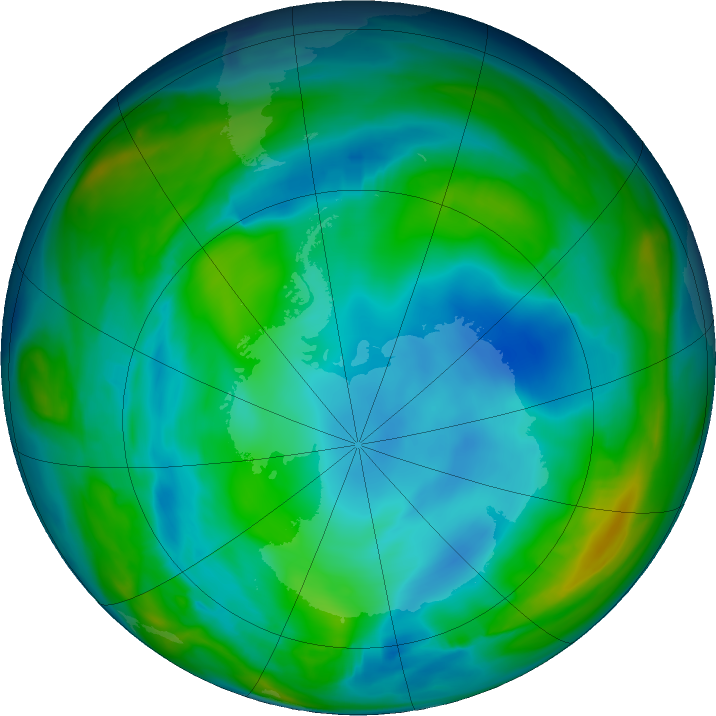 Antarctic ozone map for 11 June 2024